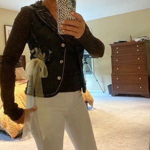 Brown and cream ruffled jacket from Italy